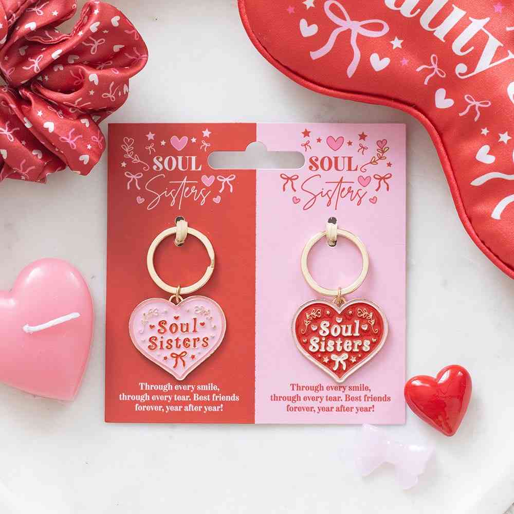 Something Different - Pair of Soul Sisters Love Heart Keychain - Multicolours